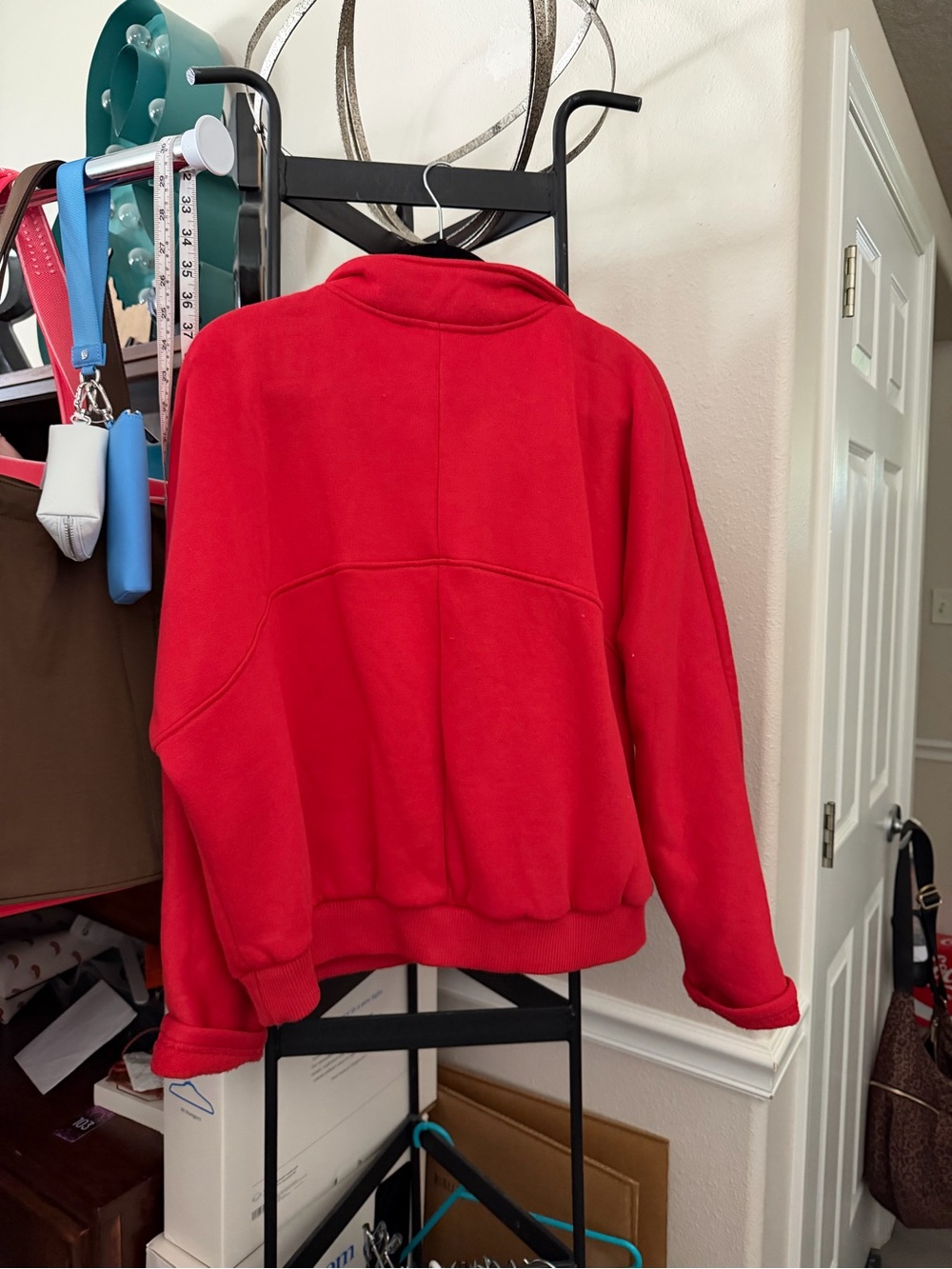 Red Half-Zip Pullover Sweatshirt - Women - Picture 2 of 5